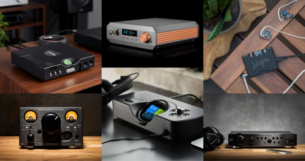 Collage mehrerer erstklassiger Kopfhörerverstärker